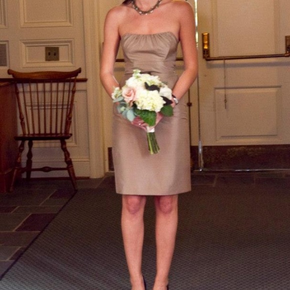 Lynn Lugo Champagne-Colored Strapless Dress - Picture 2 of 9